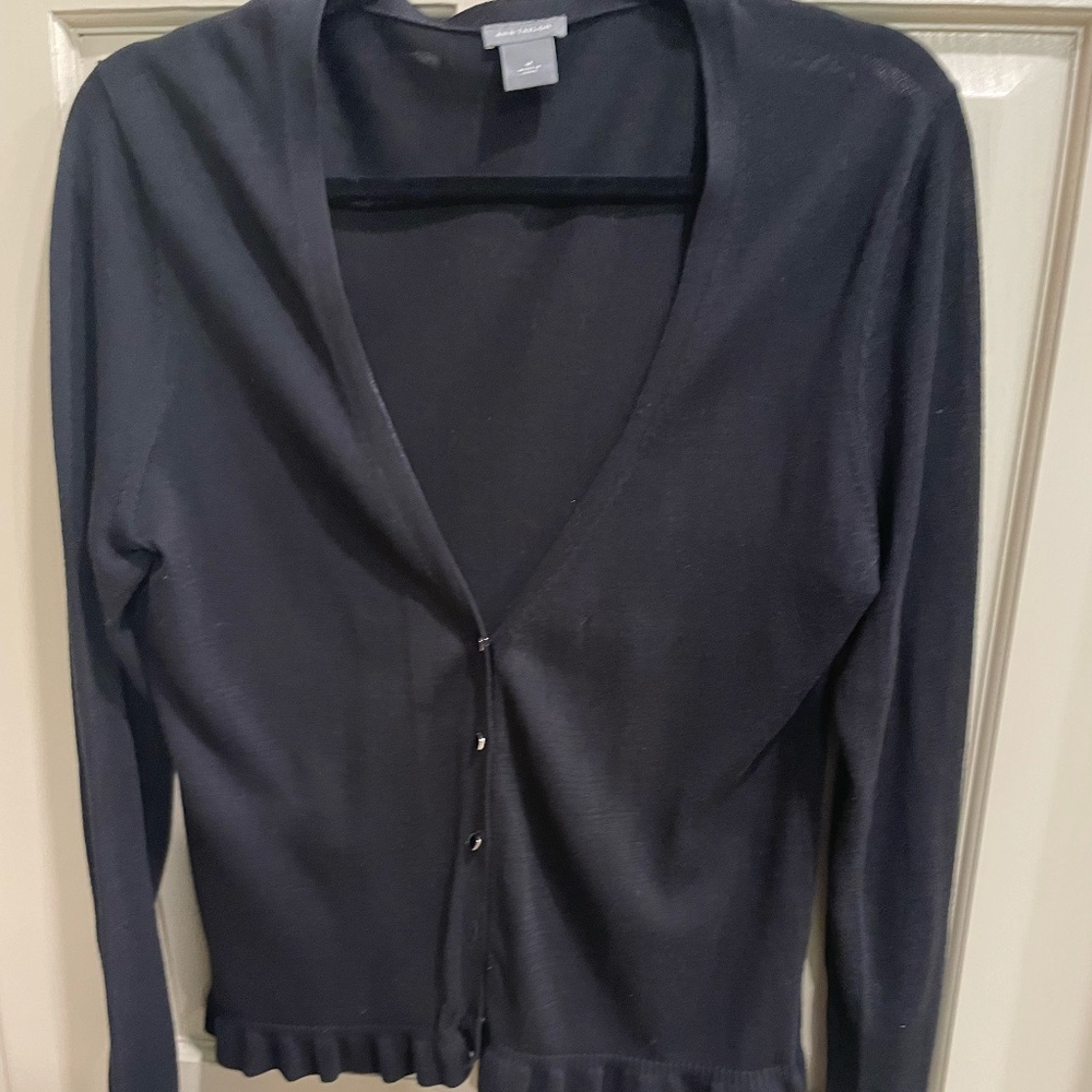 Ann Taylor Black Ruffle Cardigan